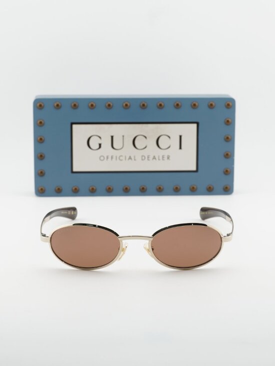Gucci GG1942S 003 Oval Sunglasses - Gold / Brown main image 8